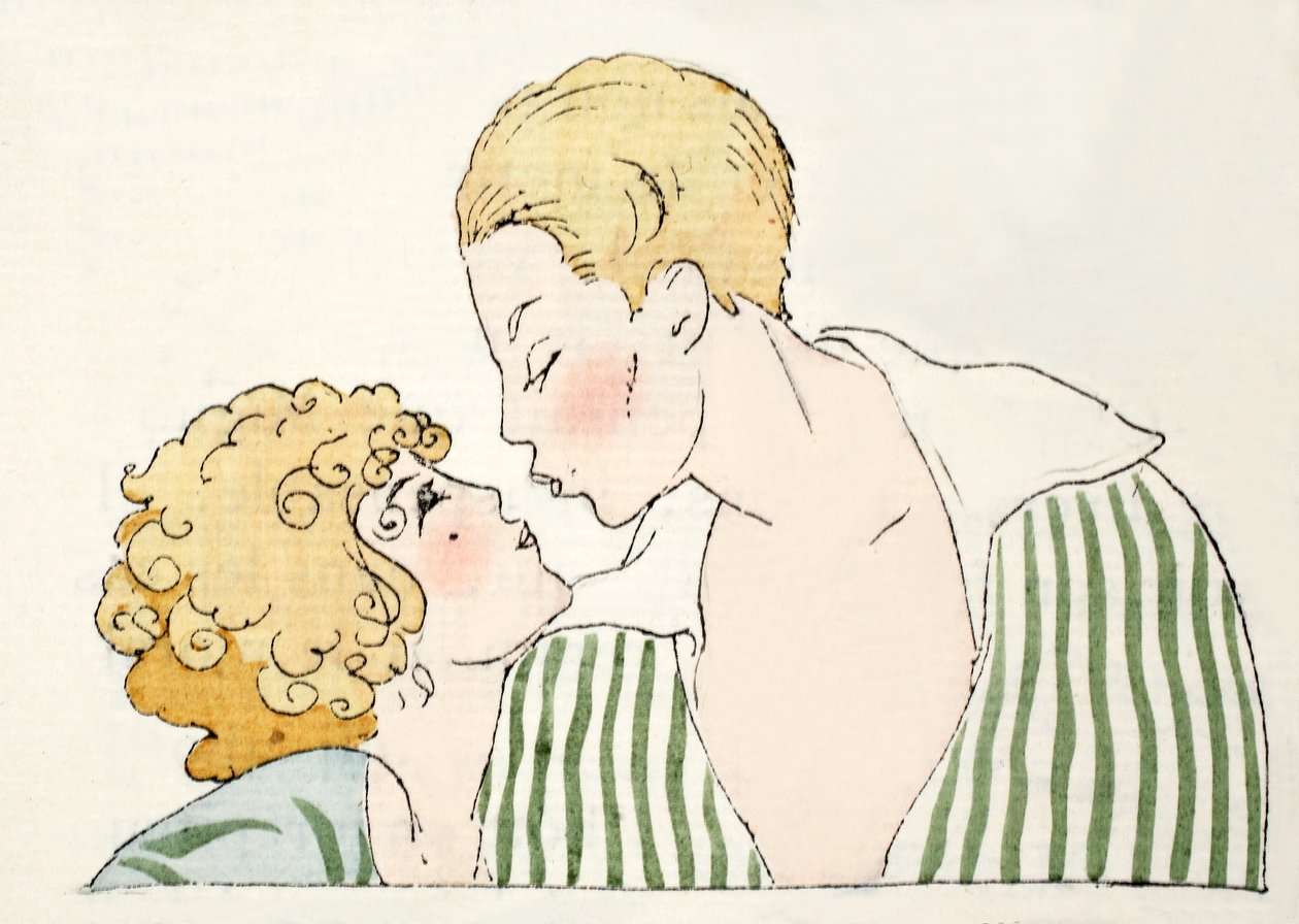 Amantes . (impressão em estêncil) de Umberto Brunelleschi