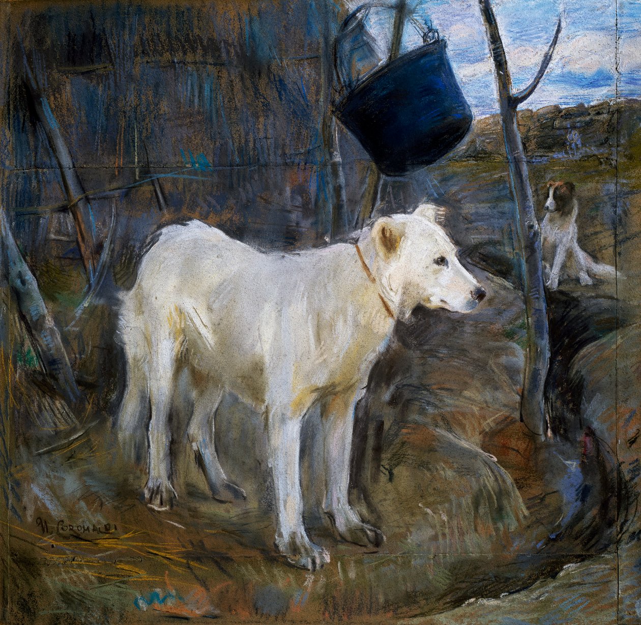 Guarda de Procolo, pintura de Umberto Coromaldi (1870-1948). Itália de Umberto Coromaldi