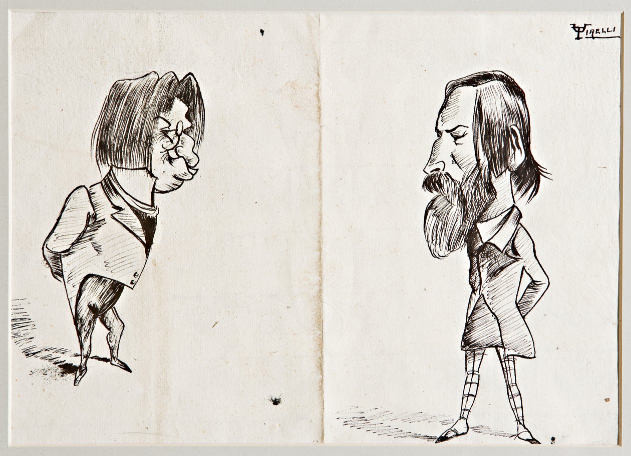 Caricaturas (tinta da china sobre papel) de Umberto Tirelli