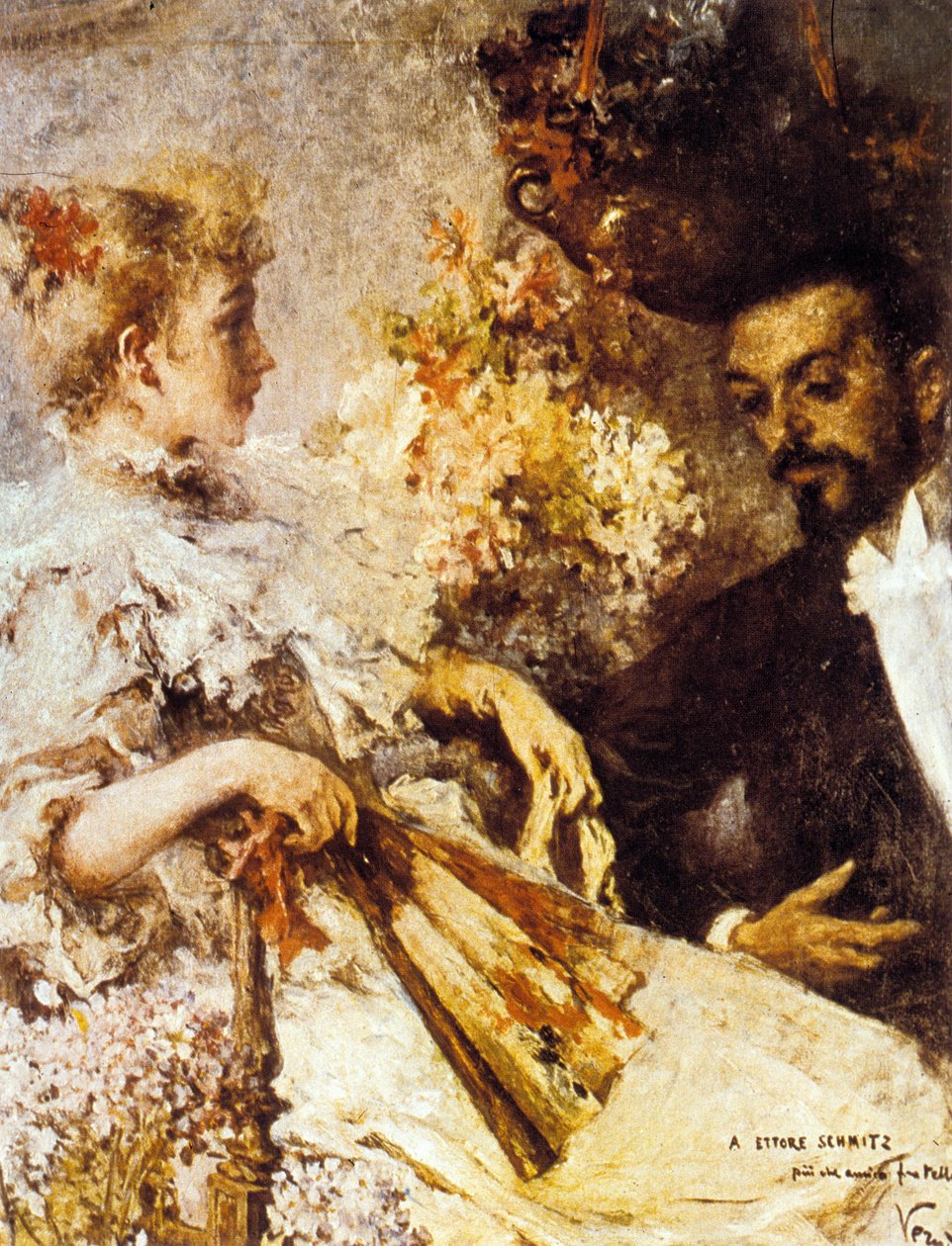 Italo Svevo (1861-1928) com sua irmã (huile on canvas) de Umberto Veruda