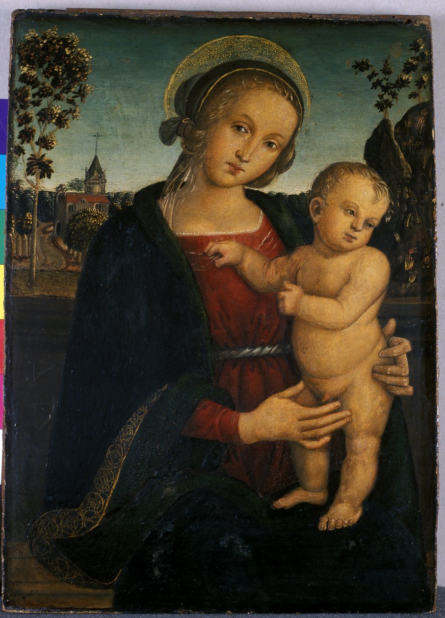Madonna and Child, 1500 (tempera na madeira) de Umbrian School