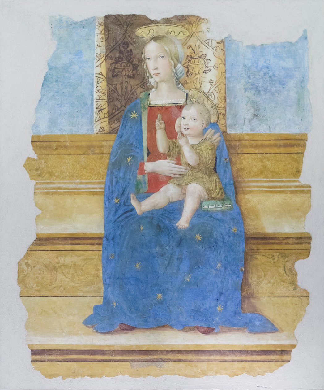 Madona da Enfermagem, início do século XVI, Baldo de Sarofini da Perugia  (fresco transferido para madeira) de Umbrian School