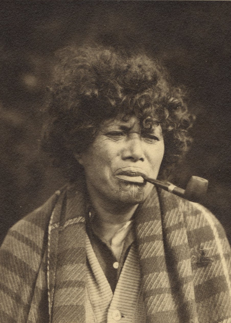 Estudo de Personagem Maori, c.1927 (impressão em gelatina de prata) de Una Garlick