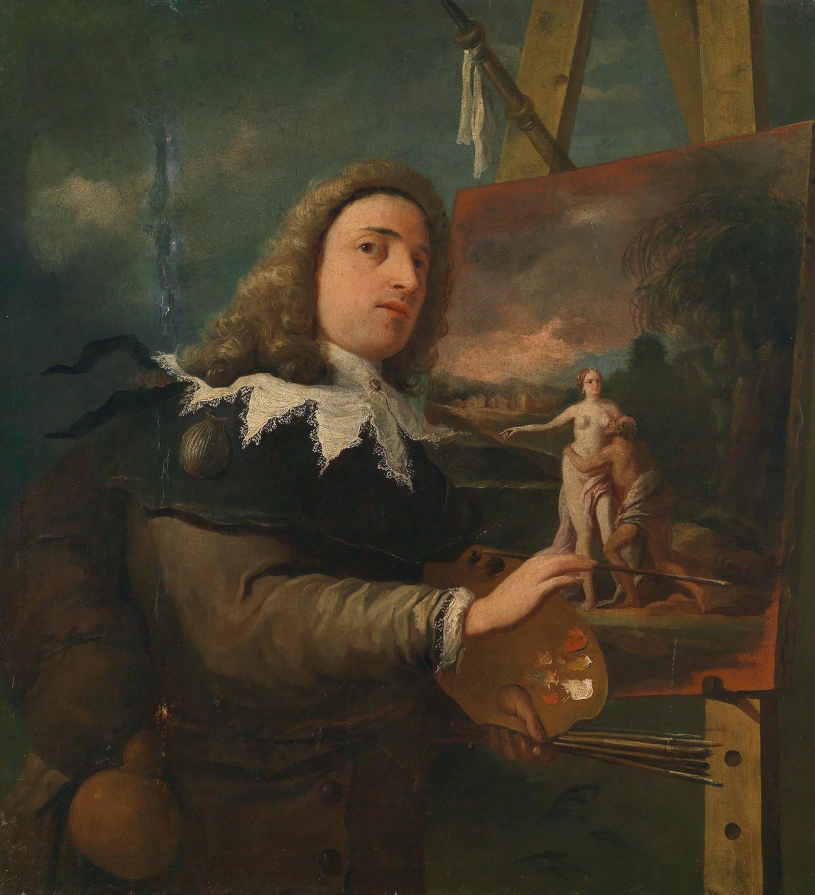Retrato ou auto-retrato de um pintor no cavalete de Unbekannt Unbekannt