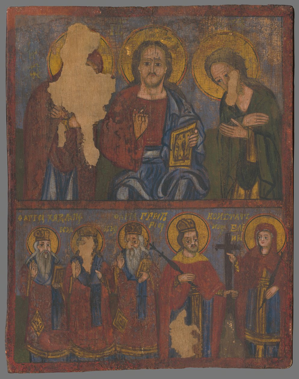 Deesis com St. Charlampi, st. Ján Zlatoústy, sv. Gregor Naziansky, vol. Constantine e Helena de Unbekannt Unbekannt