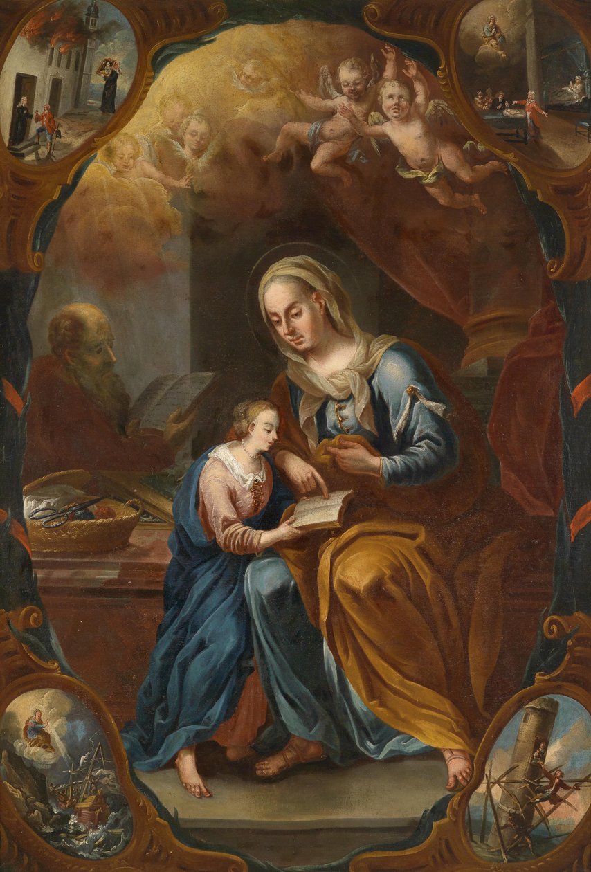 Santa Anna, ensinando Maria a ler, nas representações dos milagres dos gomos de Unbekannt Unbekannt