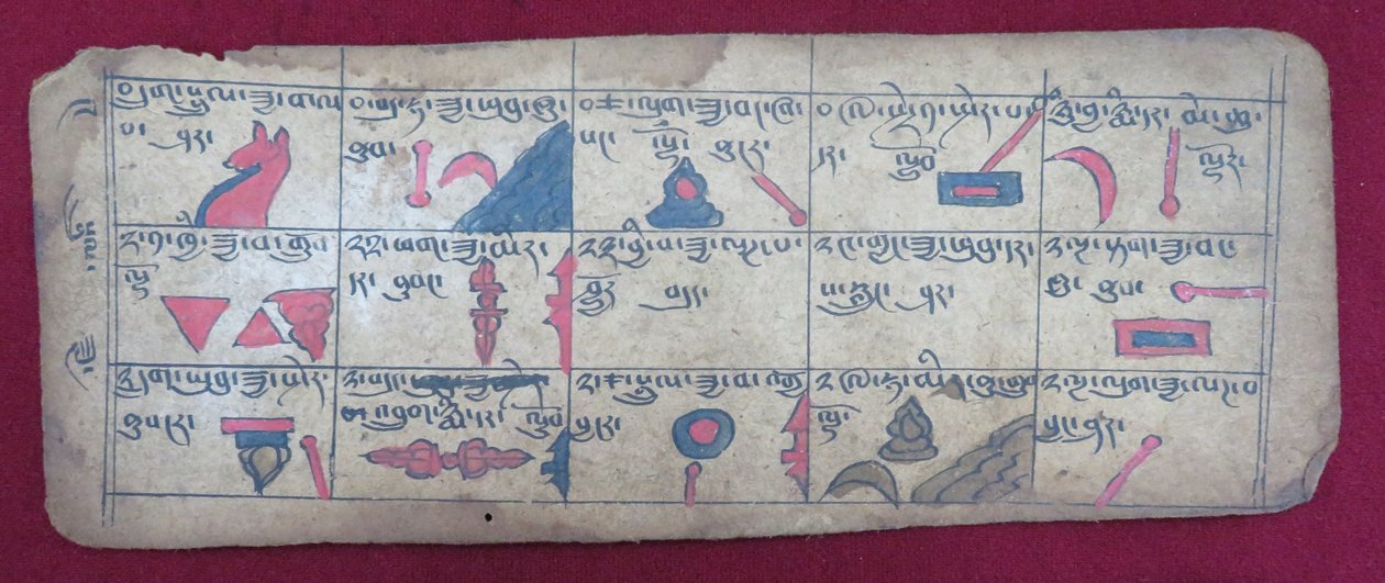 Almanaque astrológico de Ersu durante meio mês, com pictogramas e explicações de Ersu Shaba em tibetano de Unbekannt Unbekannt