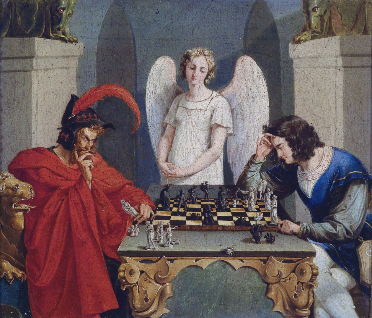 Faust e Mephisto jogando xadrez de Unbekannt Unbekannt