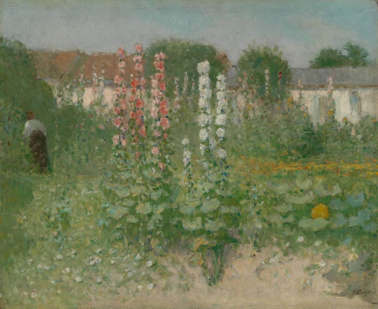 Jardim com Hollyhocks de Unbekannt Unbekannt
