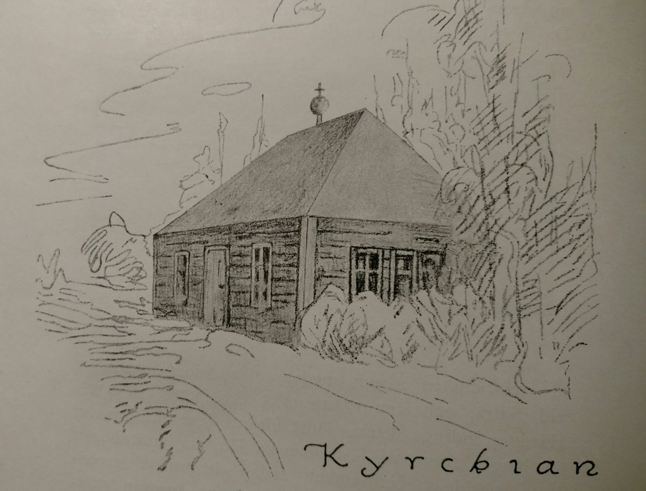 Ilustração de uma antiga igreja no poço de Sätra de Unbekannt Unbekannt