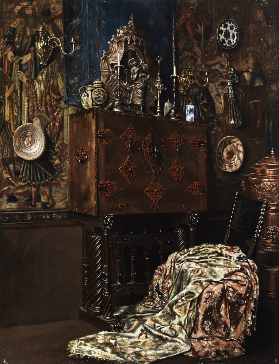 Interior de um Kunstkammer de Unbekannt Unbekannt