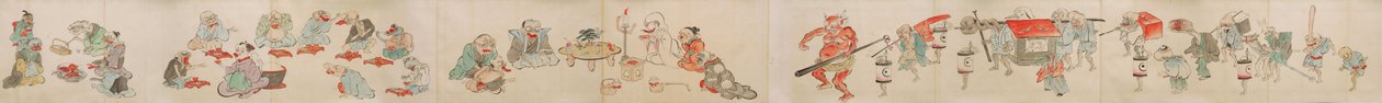 Rolagem japonesa retratando Yokai - youkai noivado, casamento e vida doméstica de Unbekannt Unbekannt