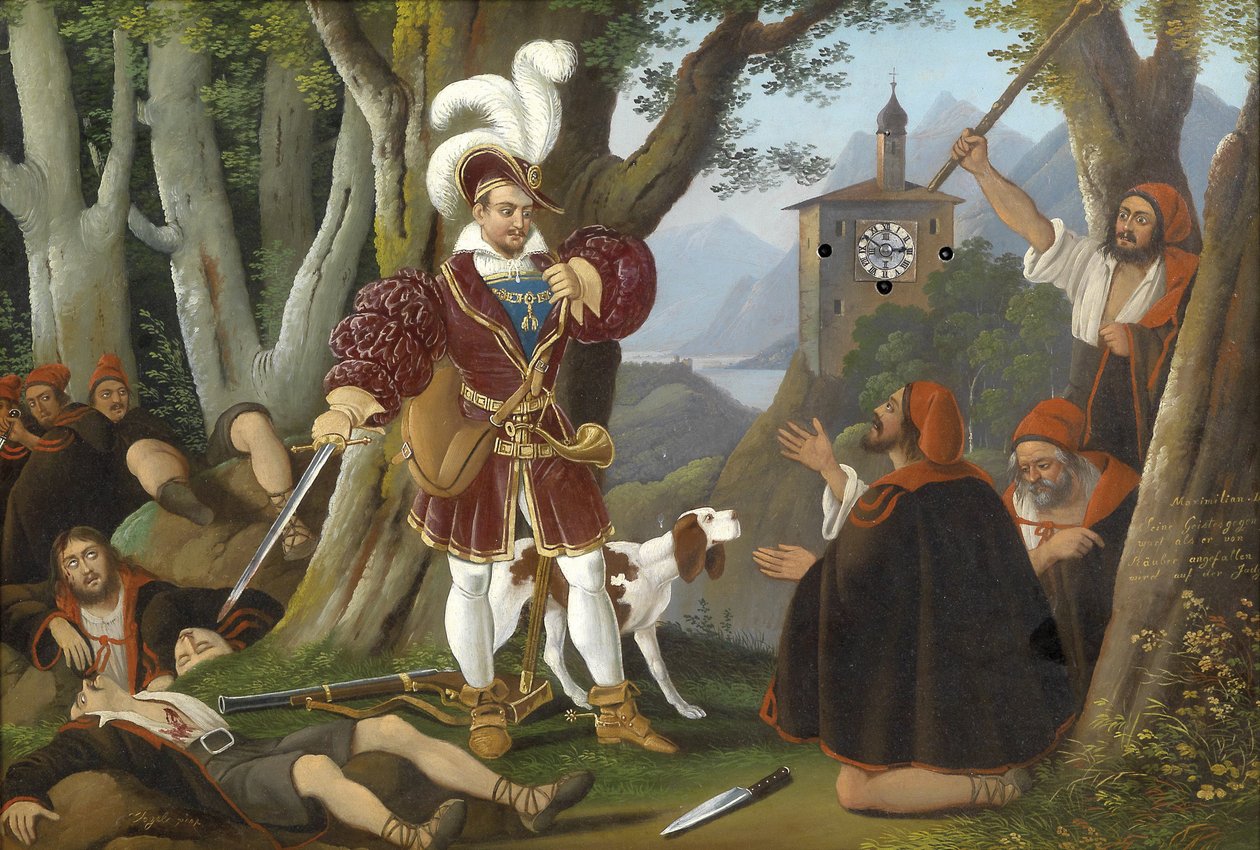 Imperador Maximiliano I com os ladrões de Unbekannt Unbekannt