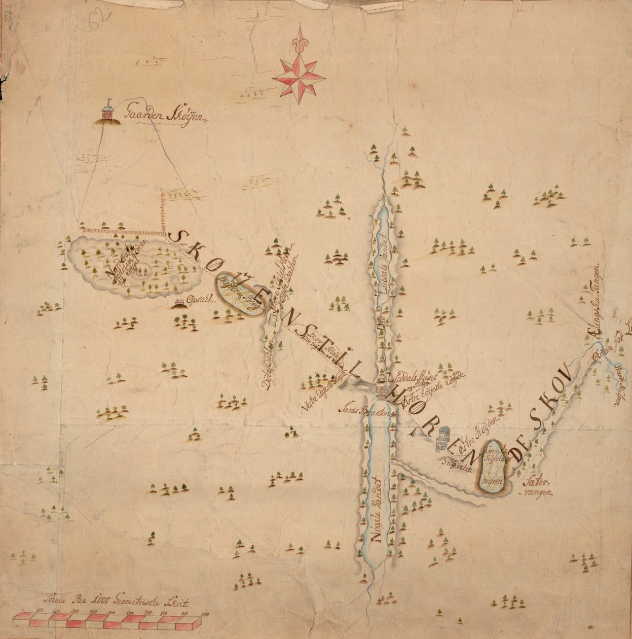 Mapa de Gaarden Skøyen, Østre Aker, com floresta associada da exploração de Unbekannt Unbekannt