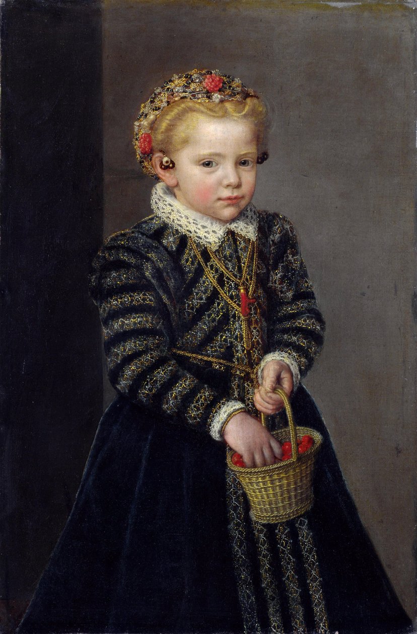 Menina com uma cesta de cerejas de Unbekannt Unbekannt