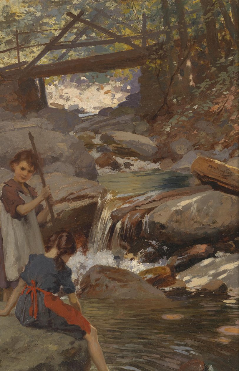 Menina, ligado, a, torrente, costa de Unbekannt Unbekannt