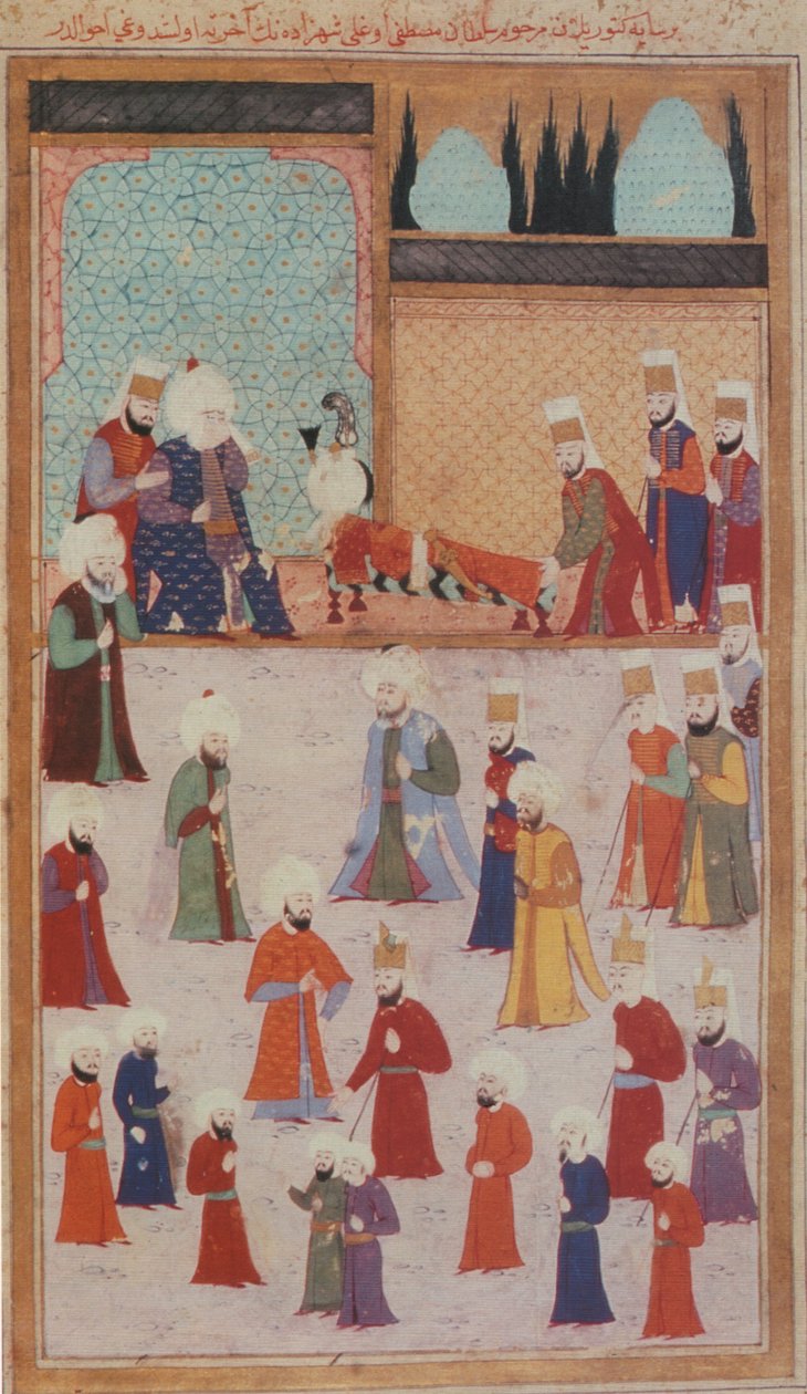 Miniatura otomana representando o funeral do príncipe Mustafa em Bursa de Unbekannt Unbekannt