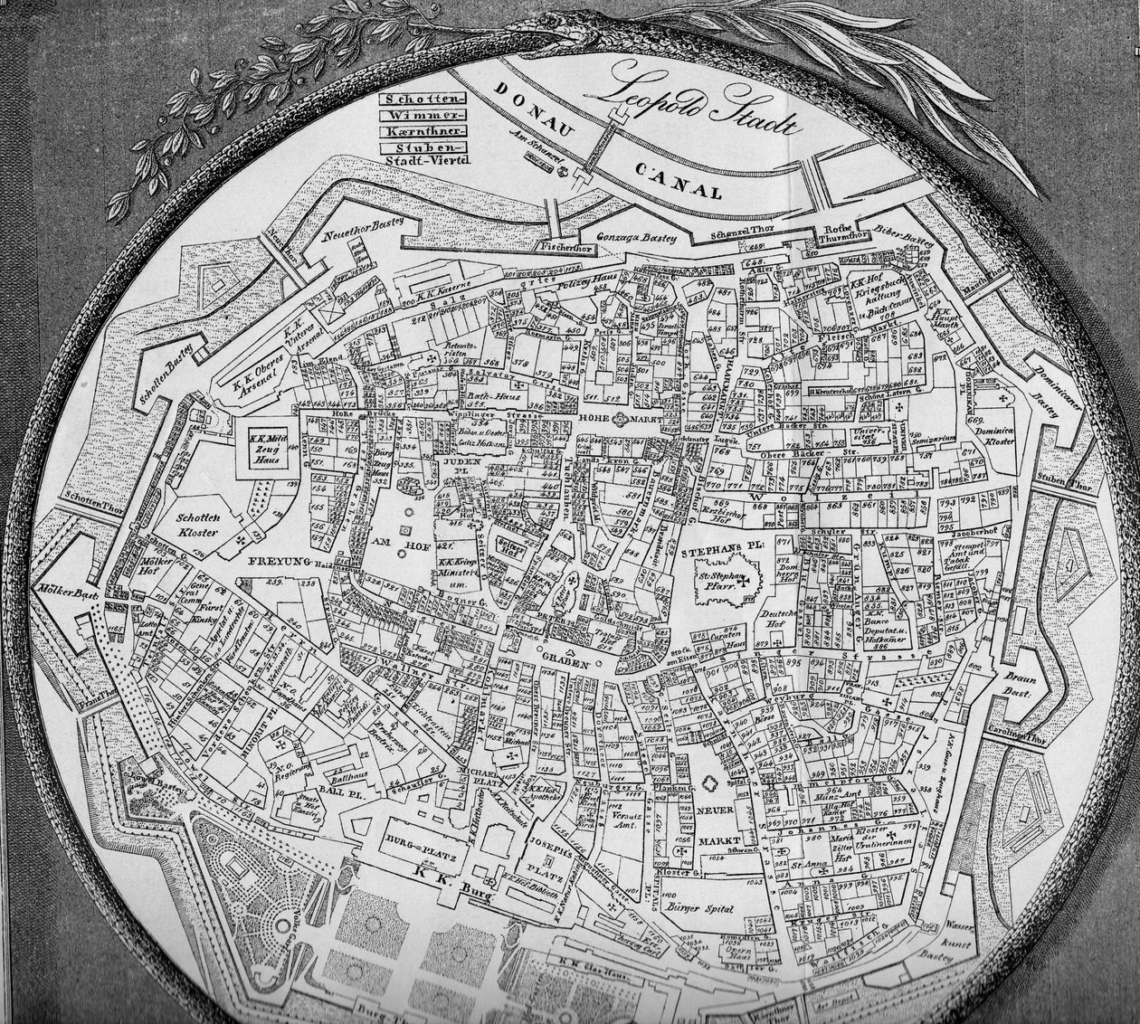Plano do centro vienense, estado antes de 1854 de Unbekannt Unbekannt