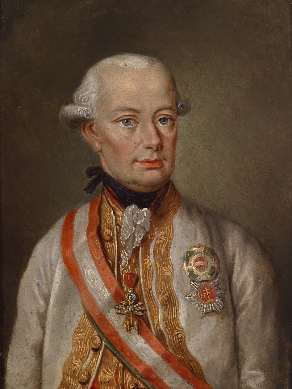 Retrato do Sacro Imperador Romano Leopold II (1747-1792) no uniforme do campo com medalhas de Unbekannt Unbekannt