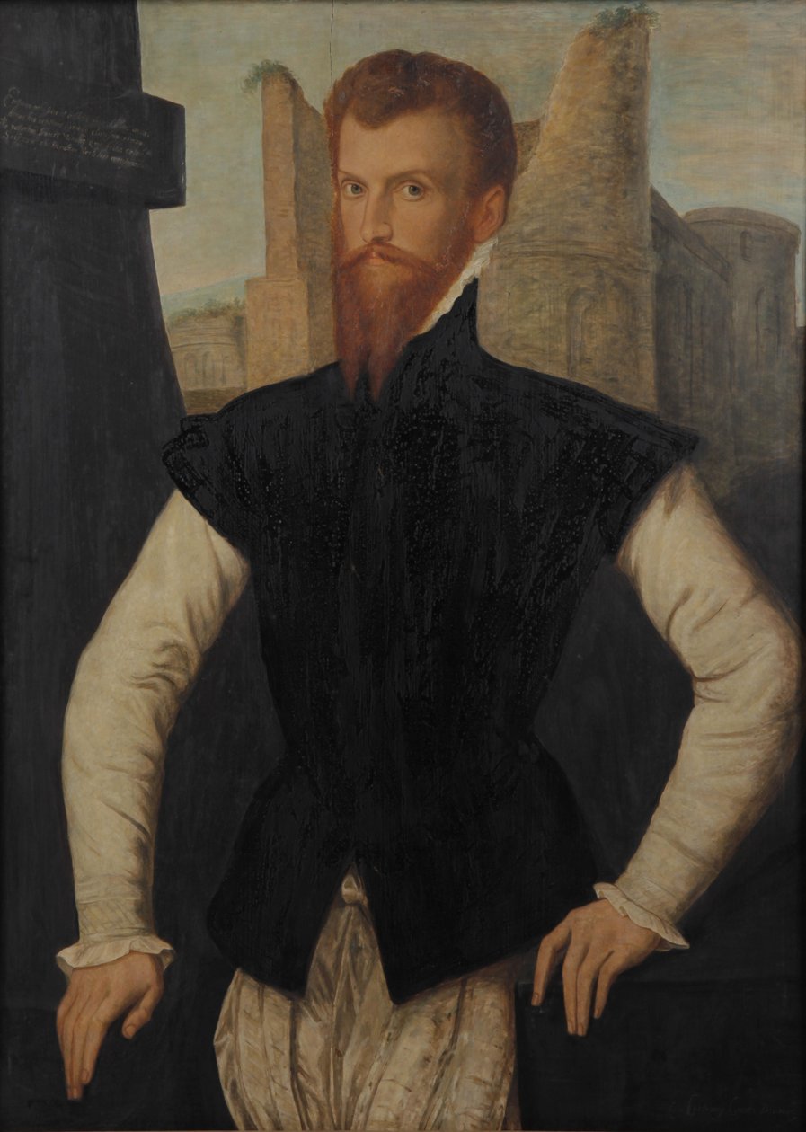 Retrato do conde de Devon, três quartos, diante das ruínas de Unbekannt Unbekannt