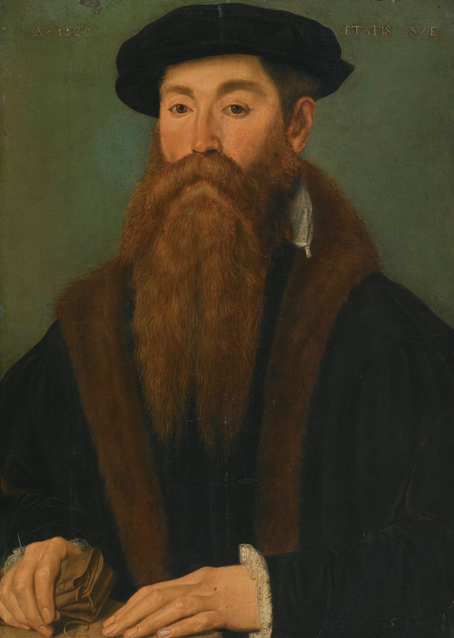 Retrato de um cavalheiro barbudo com um par de luvas de Unbekannt Unbekannt