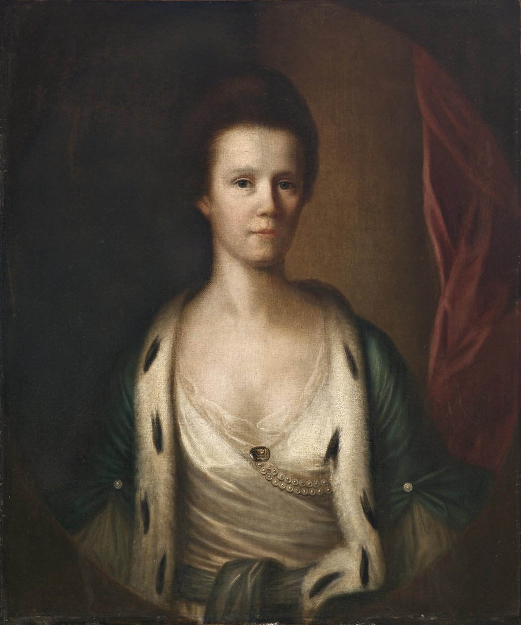 Retrato, de, um, senhora, com, arminho, pele, e, pérola, broche, em, pintado, oval de Unbekannt Unbekannt