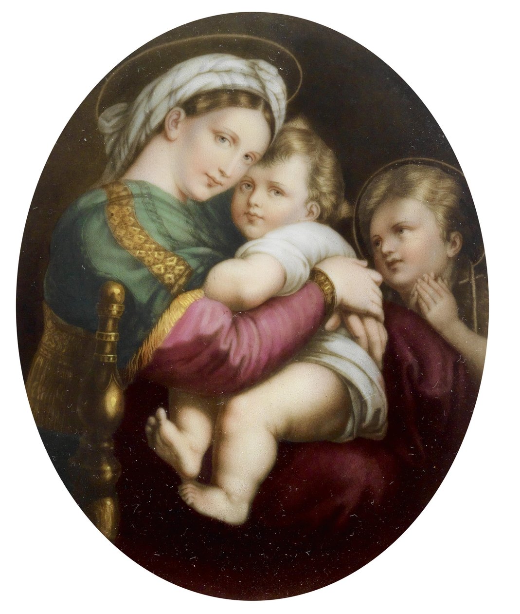 Medalhão de porcelana após a Madonna della sedia por Raphael de Unbekannt Unbekannt