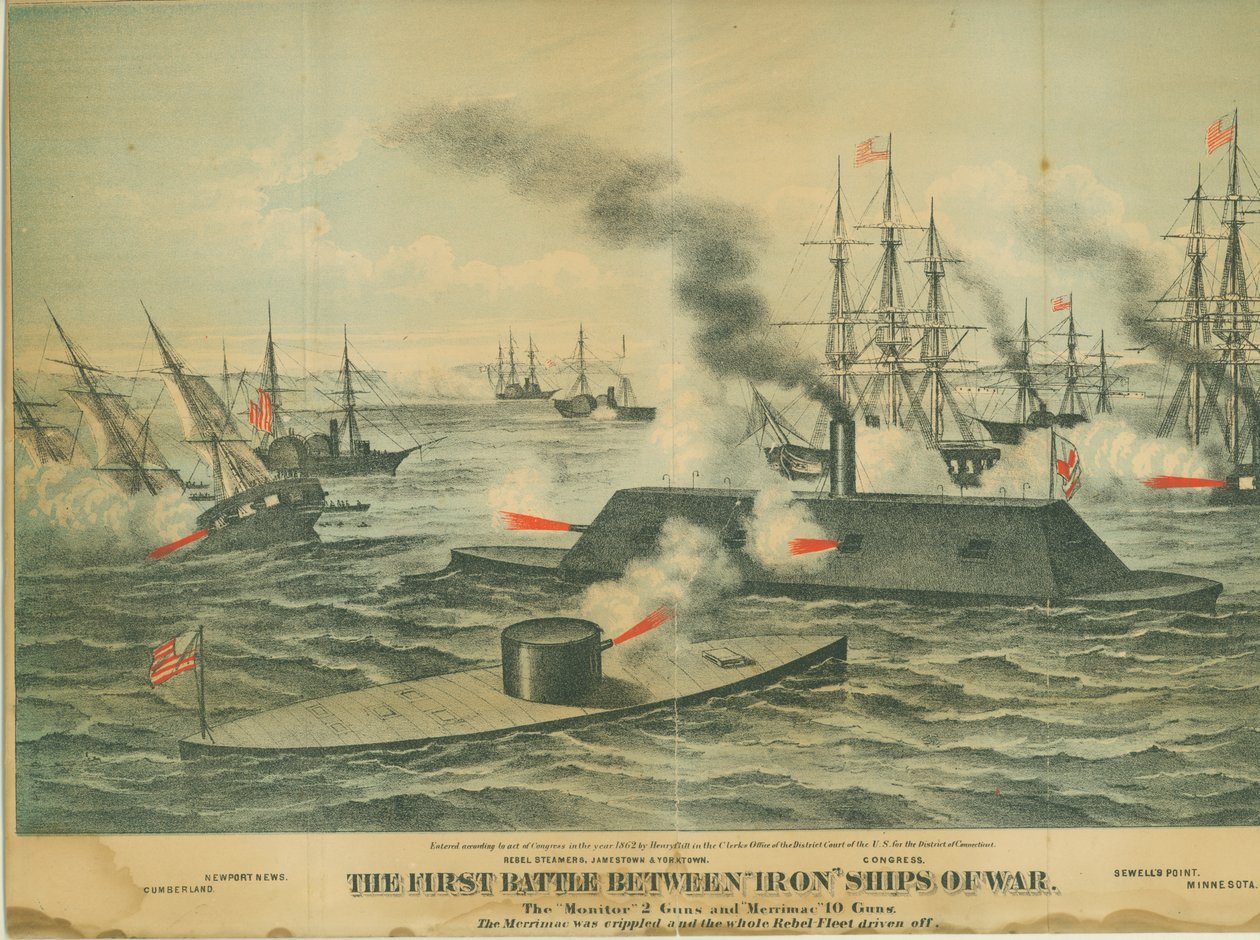 A primeira batalha entre navios de guerra de ferro de Unbekannt Unbekannt