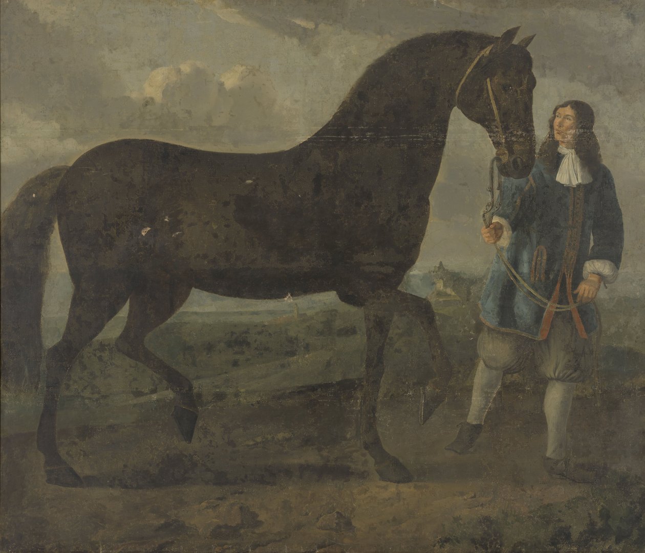 Cavalo preto liderado por um padrinho de casamento de Unbekannt Unbekannt