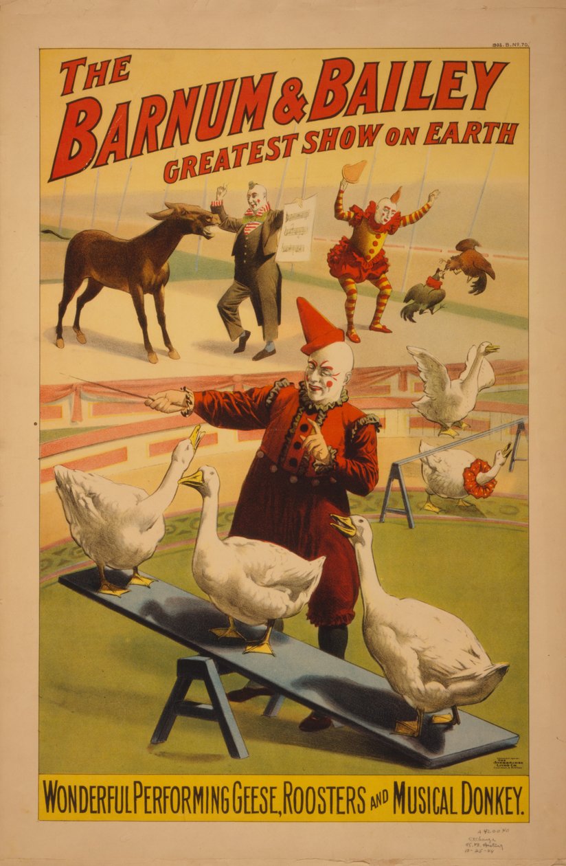 Cartaz do circo de Barnum e de Bailey, c.1900 (chromolithograph) de Unbekannt Unbekannt