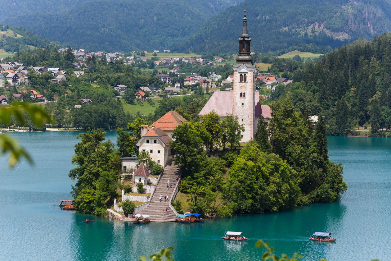 Bled, Eslovênia. Igreja da Assunção, Ilha de Bled de Unbekannt Unbekannt
