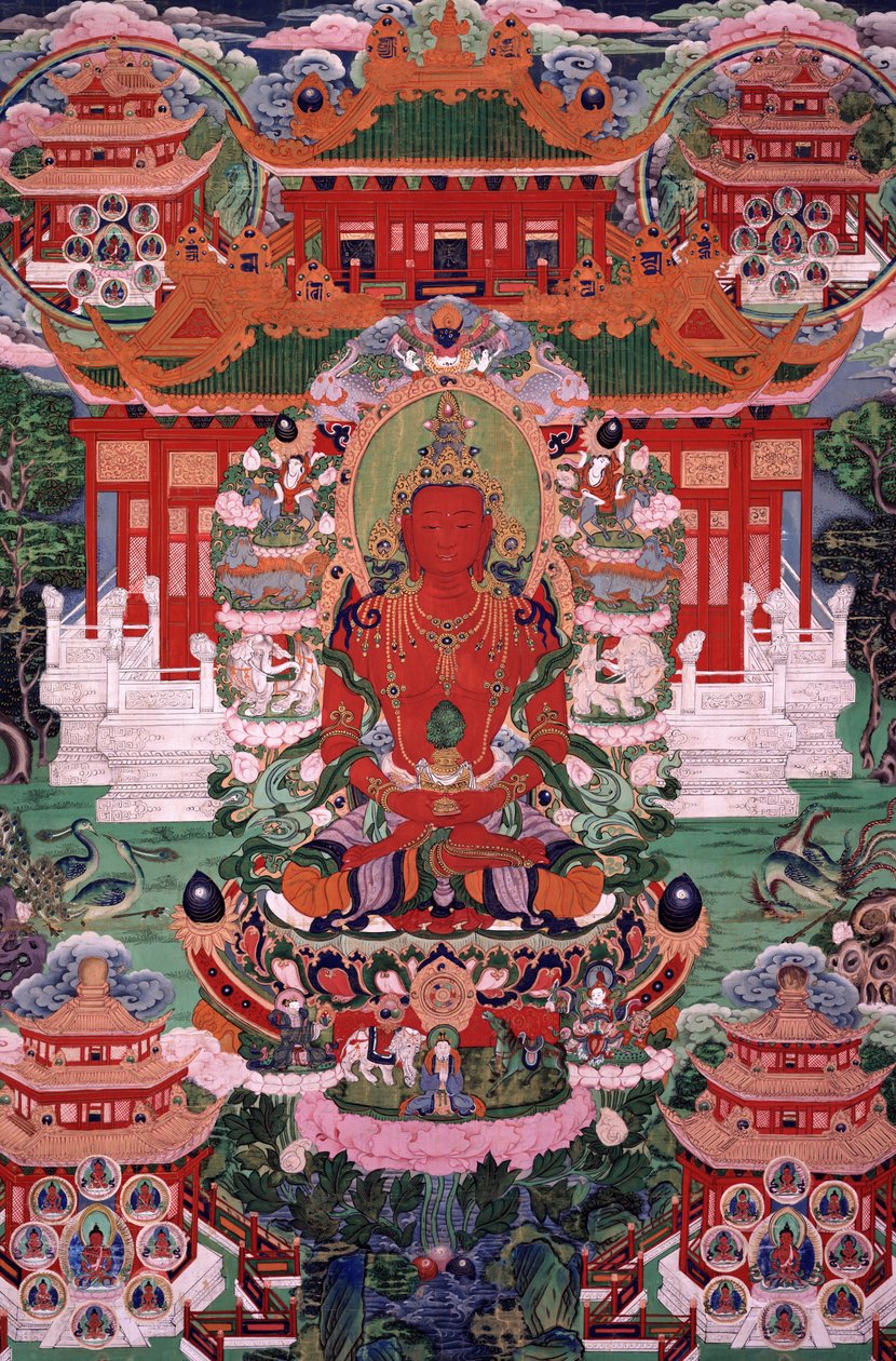 Buda Amitayus em sua terra pura de Unbekannt Unbekannt