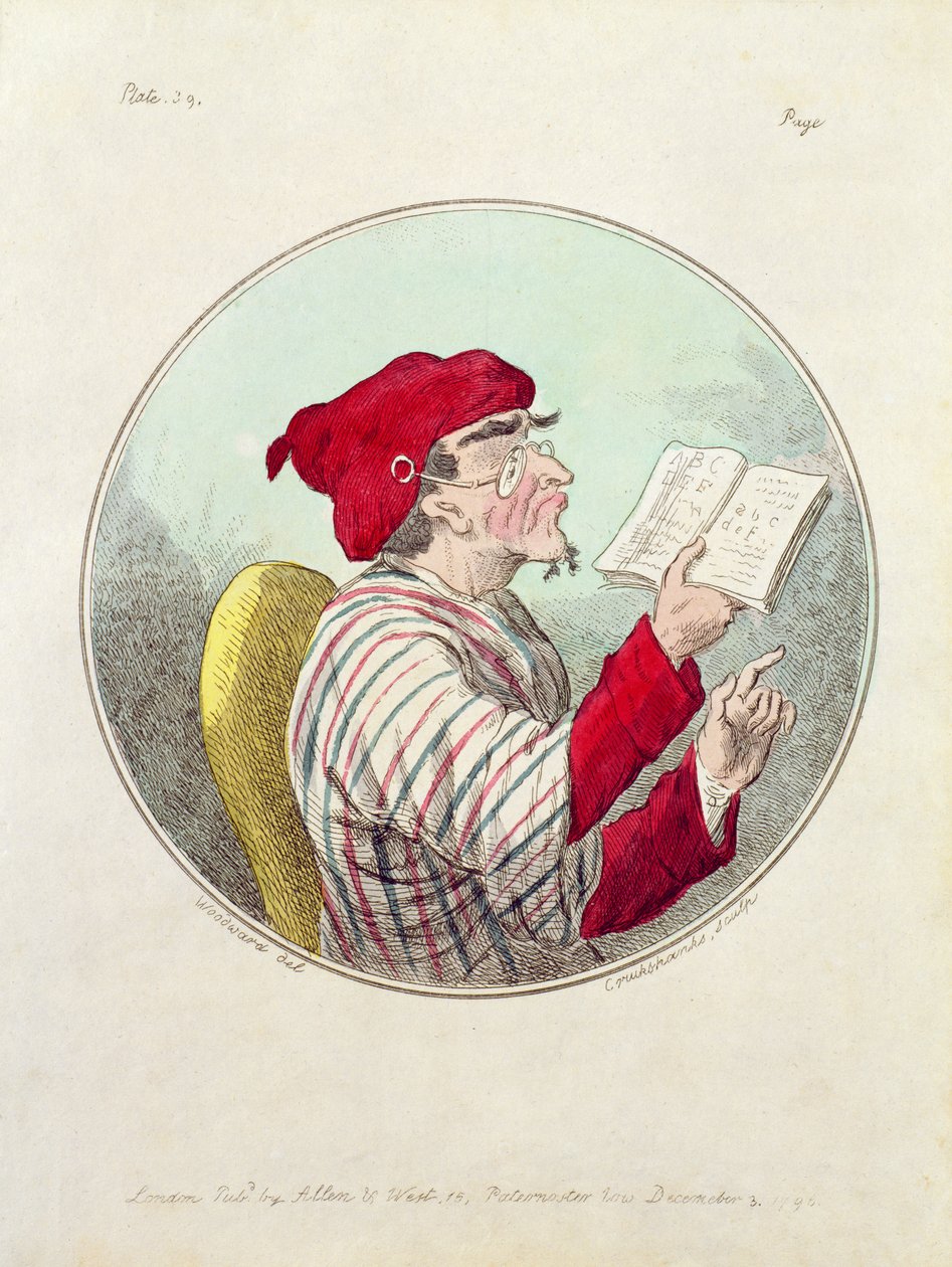 Desenho de um estudioso por Cruikshank de Unbekannt Unbekannt