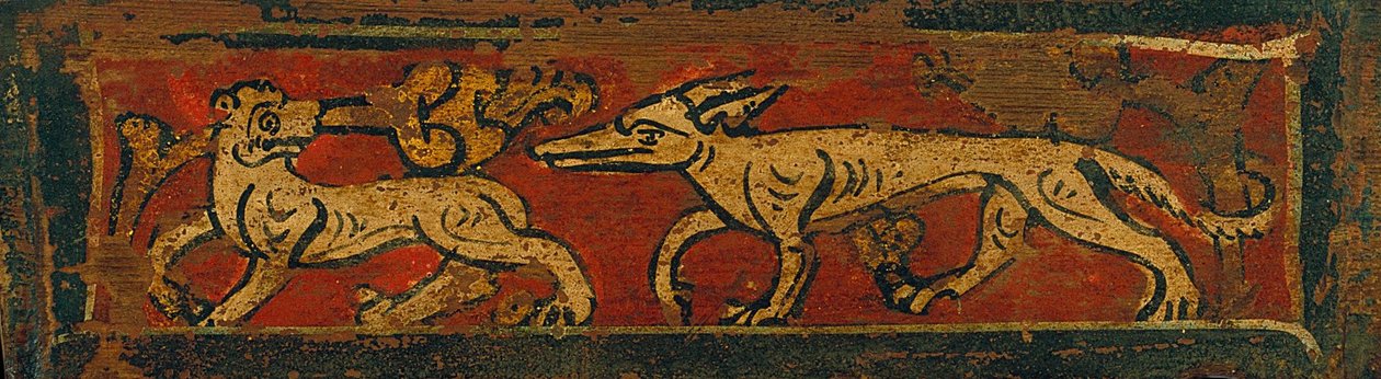 Painel de teto com animais de quatro patas e motivos vegetalistas de Unbekannt Unbekannt