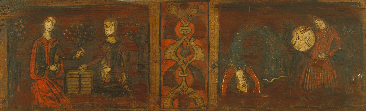 Painel de teto com cenas de galhardia e dança de Unbekannt Unbekannt