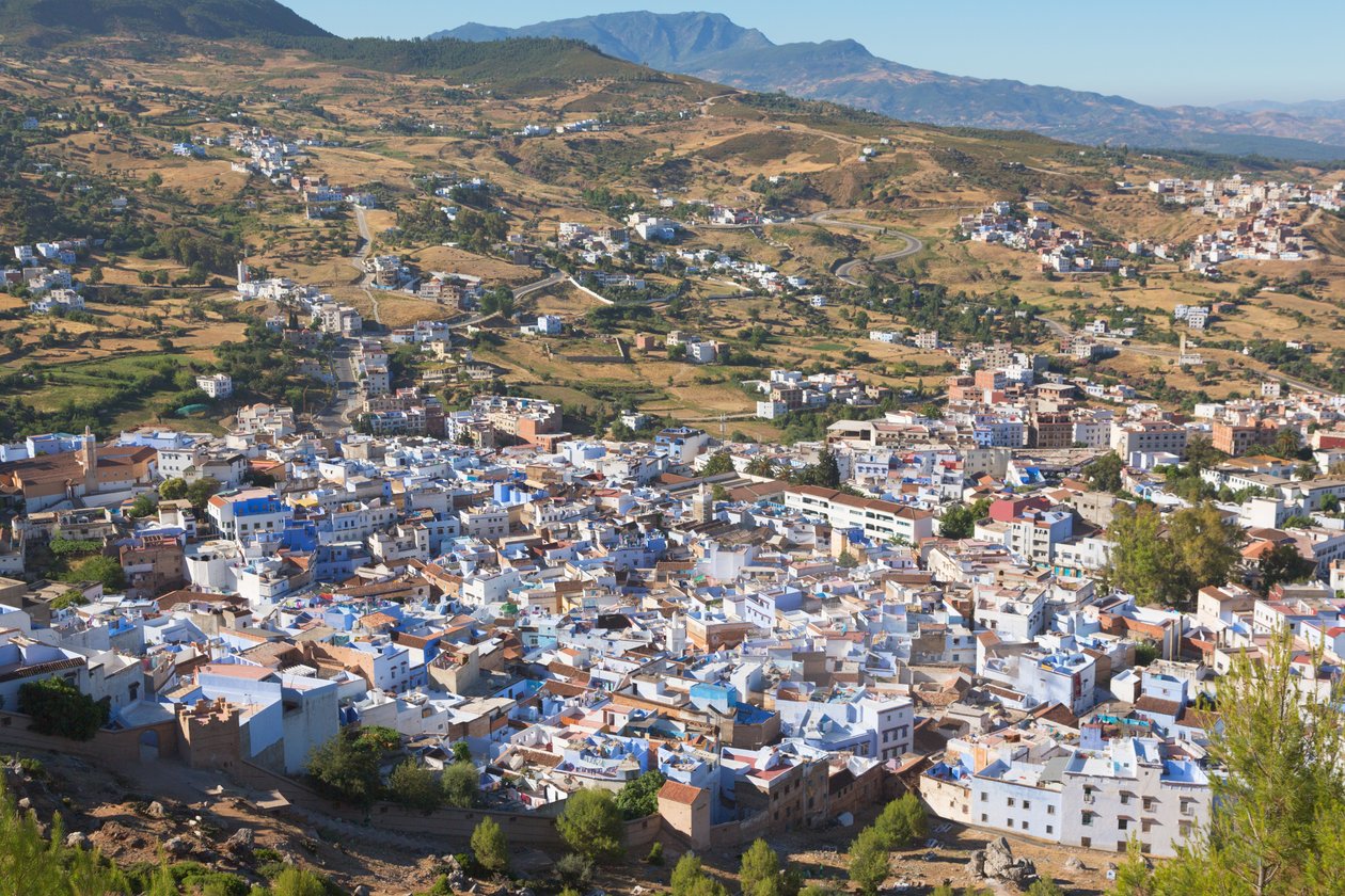 Chefchaouen, Marrocos. Visão geral da cidade. de Unbekannt Unbekannt