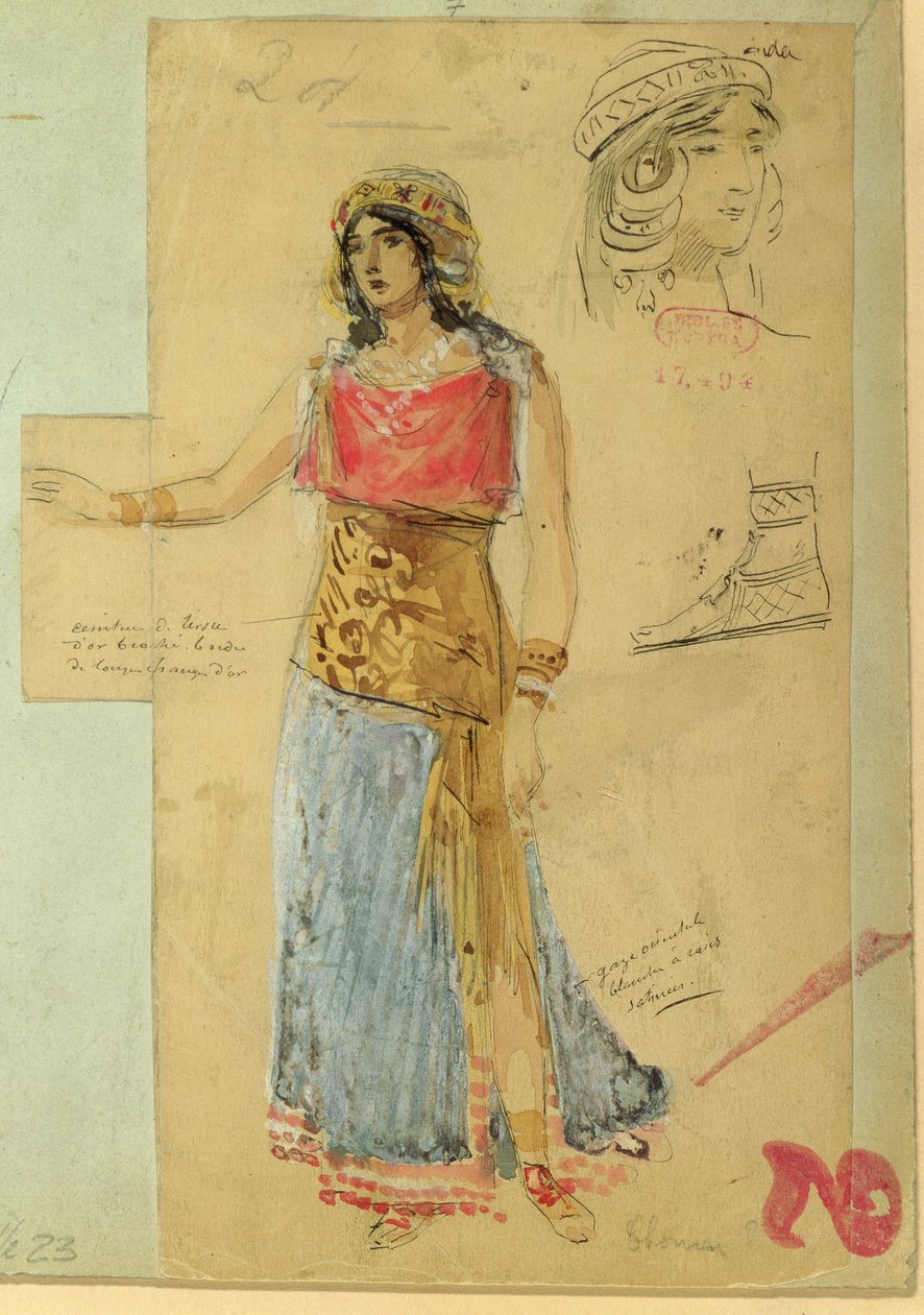 Figurino para o papel de Isolde, na ópera &39;Tristan und Isolde&39;, de Richard Wagner (1813-83) de Unbekannt Unbekannt