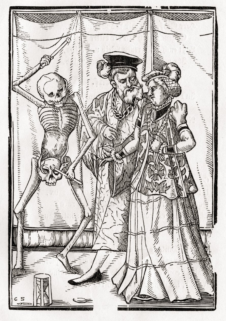 A morte chega à Duquesa, gravada por Georg Scharffenberg, de &39;Der Todten Tanz&39;, publicada em Basel, 1843 de Unbekannt Unbekannt