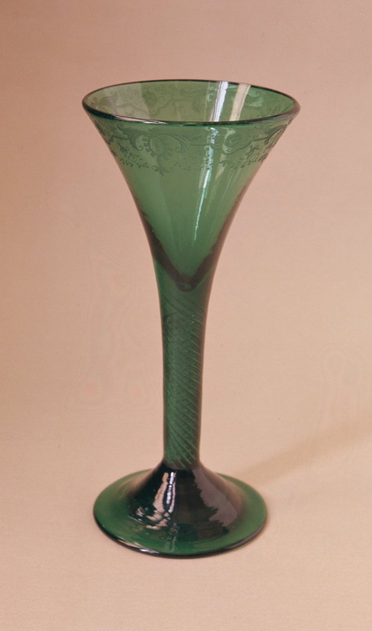 Copo de vinho de trombeta, roda gravada, c.1745-60 de Unbekannt Unbekannt