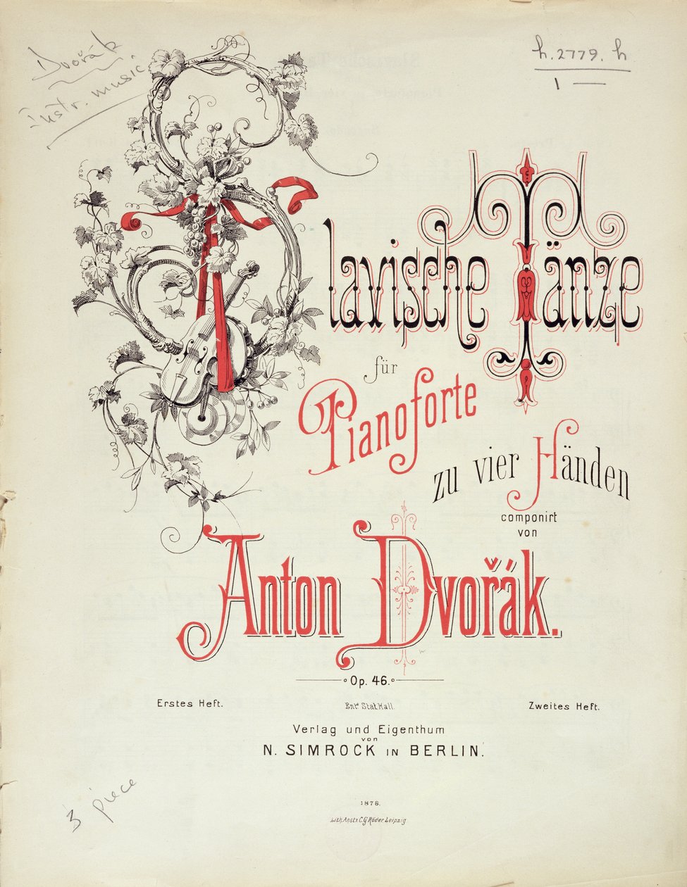 Danças eslavas de Dvorak, pub. de Simrock de Unbekannt Unbekannt