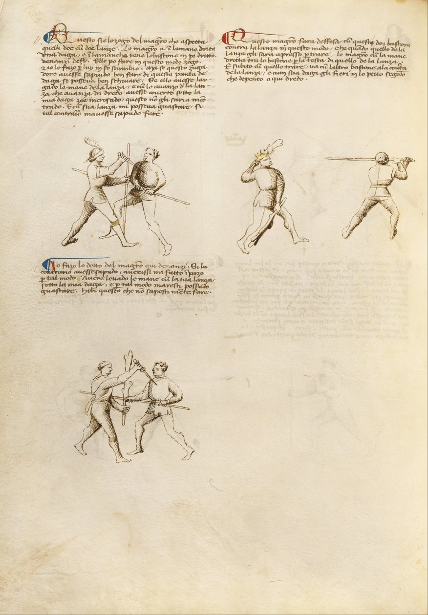 Getty Ms. Ludwig XV 13 31v - Fiore dei Liberi - Combate com Adaga e Cajado (6895480) de Unbekannt Unbekannt