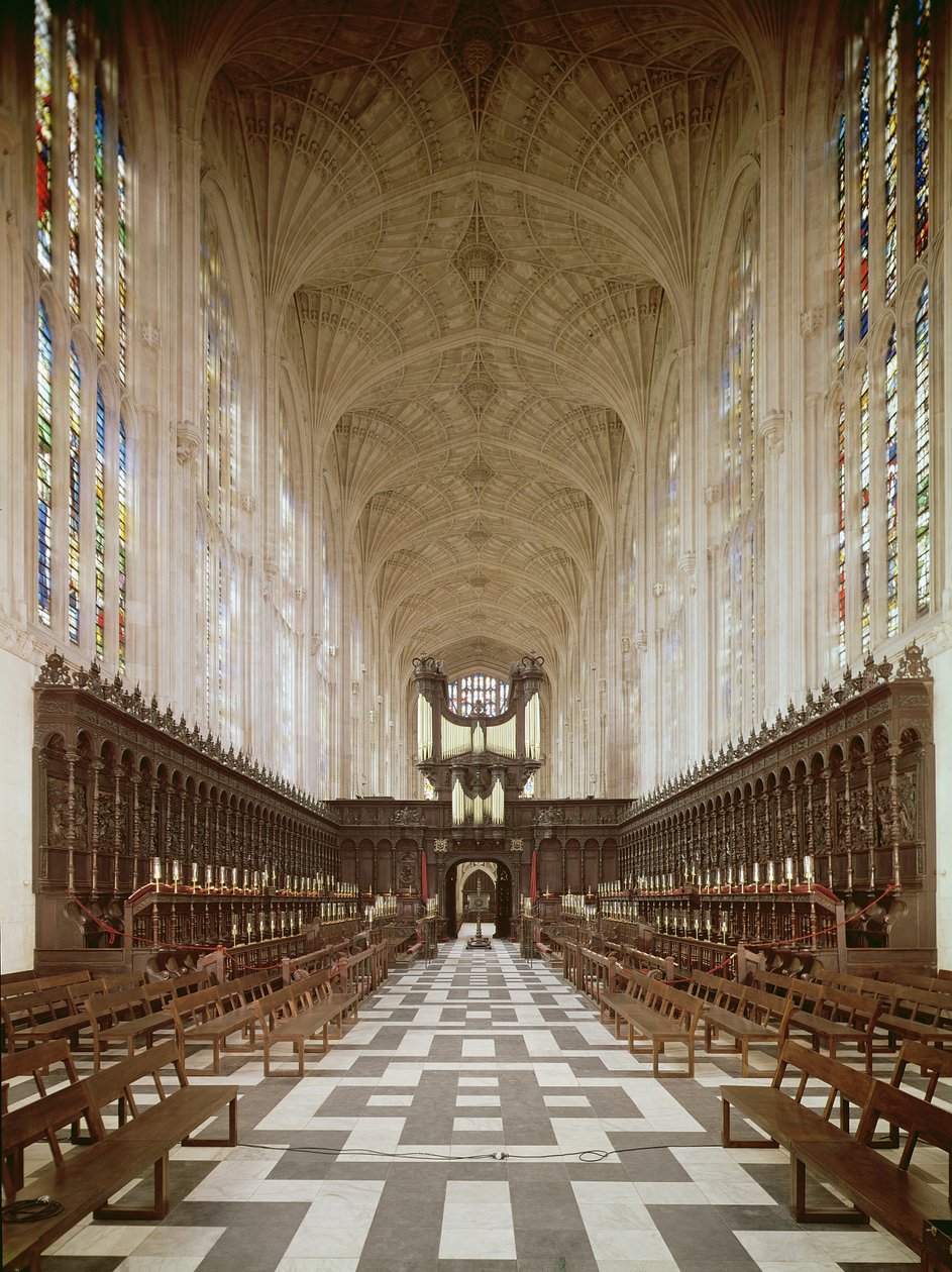 Interior do Kings College Chapel, Cambridge 1446-1515 fotografia de Unbekannt Unbekannt