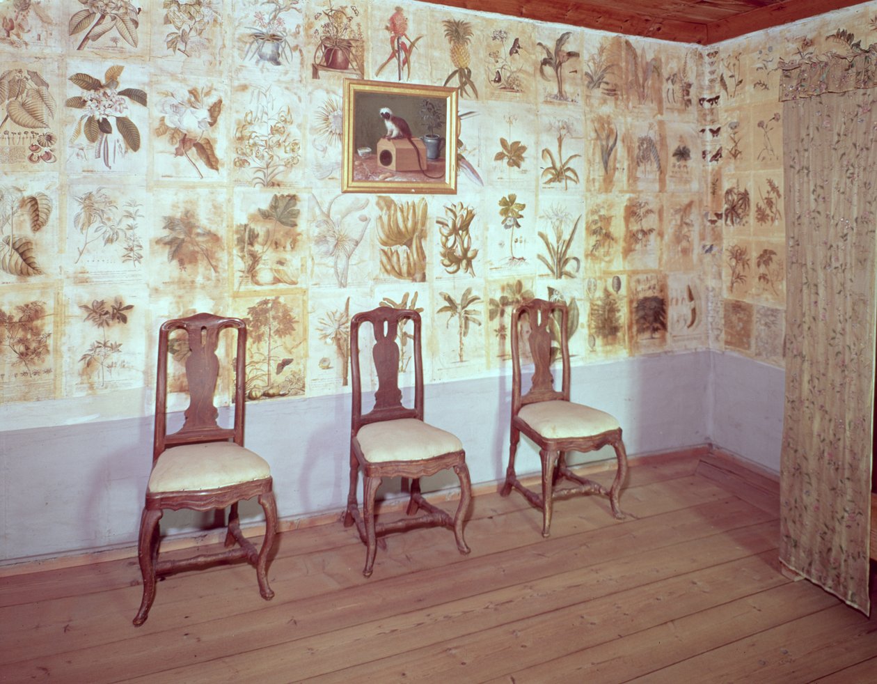 Interior com papel de parede botânico da casa de Carl Linnaeus, Hammarby, Uppsala, foto de Suécia de Unbekannt Unbekannt
