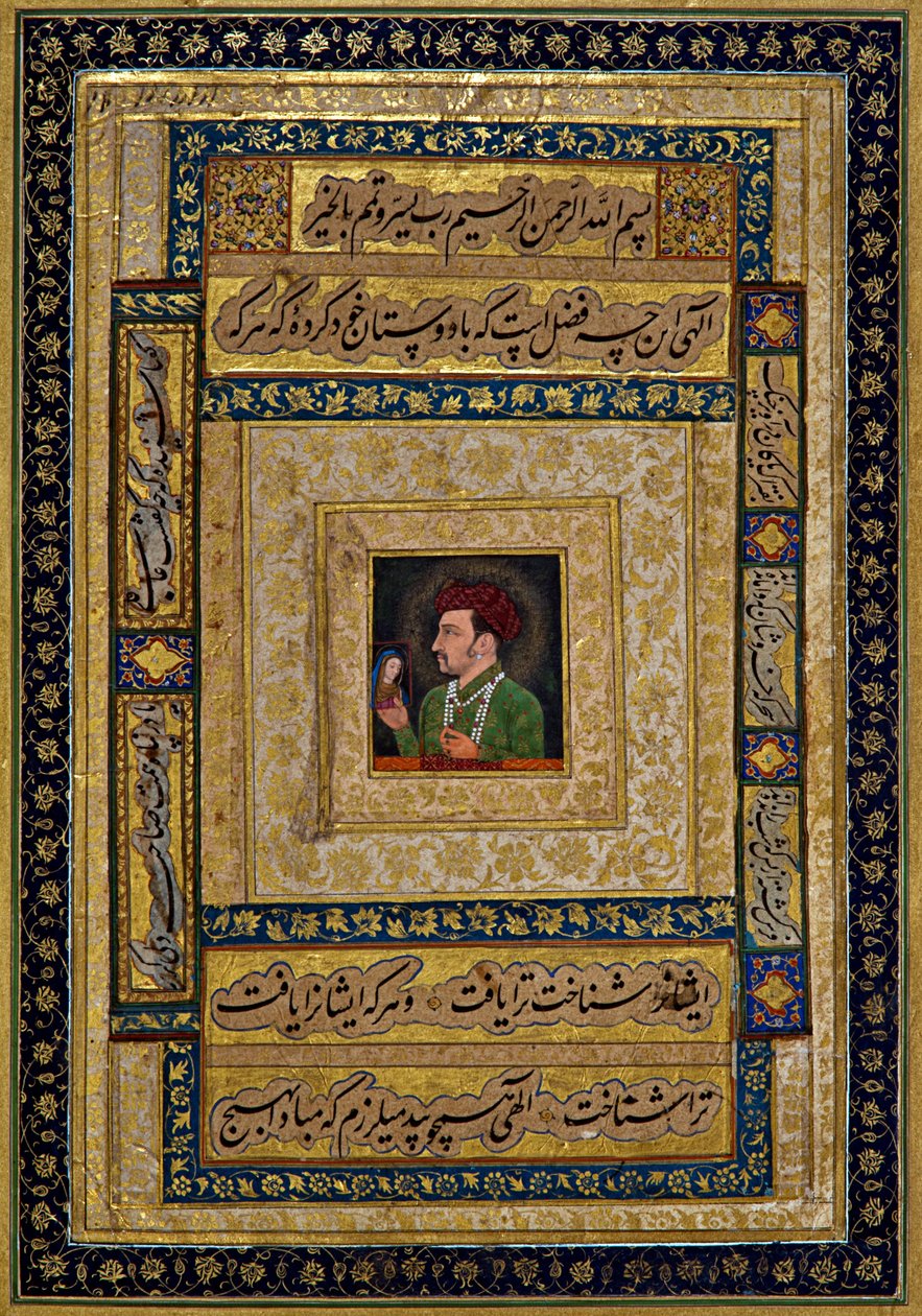 Jahangir segurando a foto de Madonna de Unbekannt Unbekannt