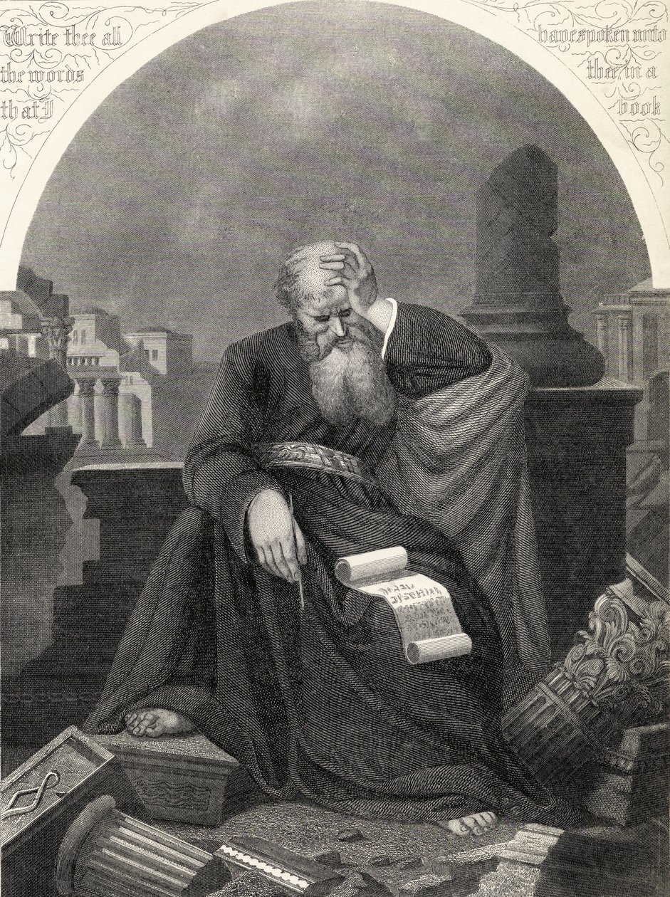 Jeremiah, gravado por S. Allen, da "Bíblia da Família Ilustrada Nacional", publicado em 1870 de Unbekannt Unbekannt