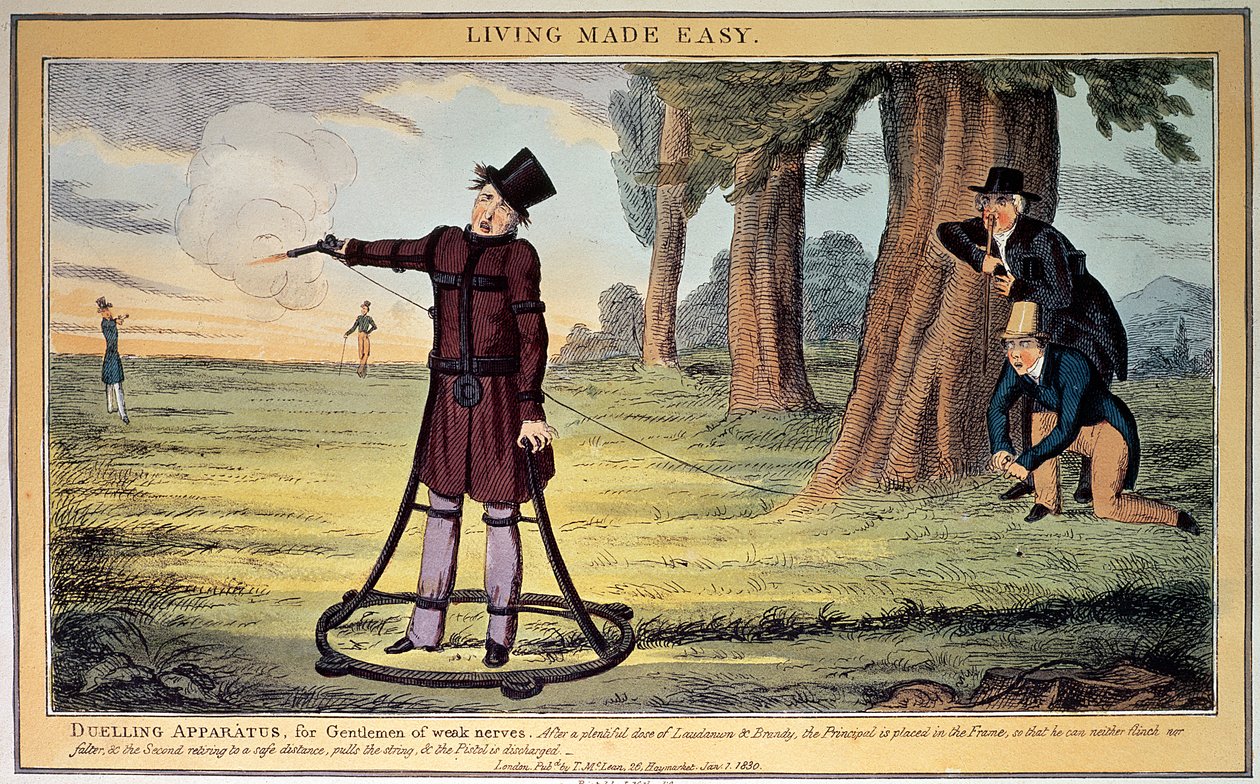 Vivendo Made Easy; Aparelho de duelo para senhores de nervos fracos, impresso por J. Netherclift e publicado por T. McLean, 1830 (impresso) de Unbekannt Unbekannt