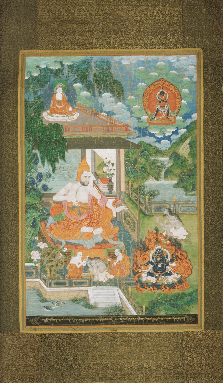 Criador desconhecido, sino-tibetano - Acarya Bhavaviveka converte um descrente ao budismo de Unbekannt Unbekannt