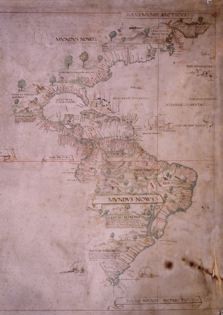 Mapa do Novo Mundo, c.1532 de Unbekannt Unbekannt