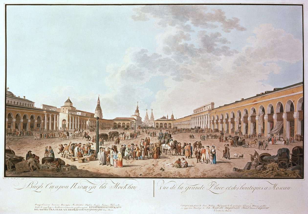 Moscou: vista da Grande Praça de la Berthe, 1799 (impressão) de Unbekannt Unbekannt