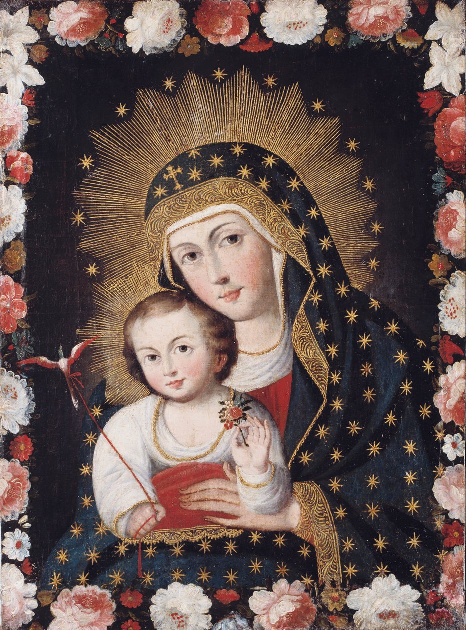 Peru - Madonna e criança com pássaro de Unbekannt Unbekannt